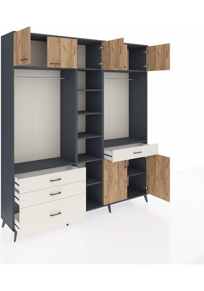 Hyperion Dolap 11 Raflı 4 Çekmeceli 2 Askılı 220x44x243 Antrasit-çam/aytaşı Çok Renkli Hyperion Dolap 11 Raflı 4 Çekmeceli 2 Askılı 220x44x243 Antrasit-çam/aytaşı Çok Renkli