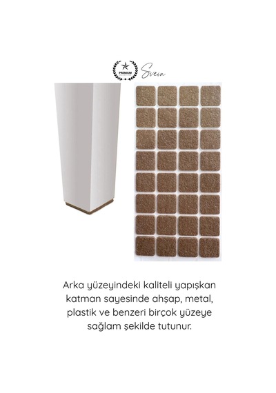 Keçe 30x30 Mm Yapışkanlı Kare Keçe Mobilya Altı Zemin Koruyucu Kahverengi Çizilme Önleyici Gürültü