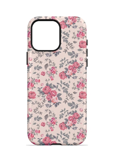 Velvoria Valestra Pembe Vintage Çiçek Apple iPhone Uyumlu 15 Pro Darbe Korumalı Kılıf Valestra Select - Pembe Vintage Çiçek