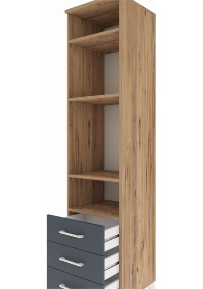 Hyperion Dolap 4 Raflı 3 Çekmeceli 44x44x195 Çam-antrasit Atlas Çam