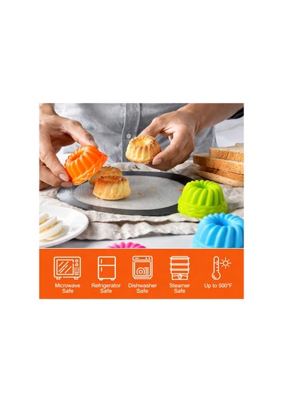 Silikon Mini Kek Kalıbı, Muffin Kalıbı, Tekrar Kullanılabilir, Yapışmaz-12 Adet Çok Renkli - 904904803 Çok Renkli
