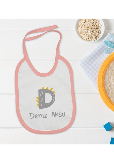 BK Kids Kişiye Özel Pembe Bebek Mama Önlüğü - Model 111 Pembe
