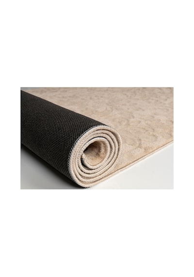 Plato Halı Opqo Sarmaşık Premium Oturma Odası, Salon, Antre, Yıkanabilir Polyester Kaymaz Taban Dark Bej Halı