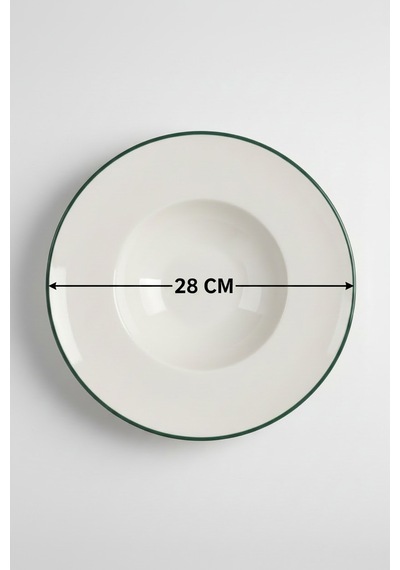 6'lı Valencia Makarna Tabak 28cm Rim Yeşil Rinart Krem