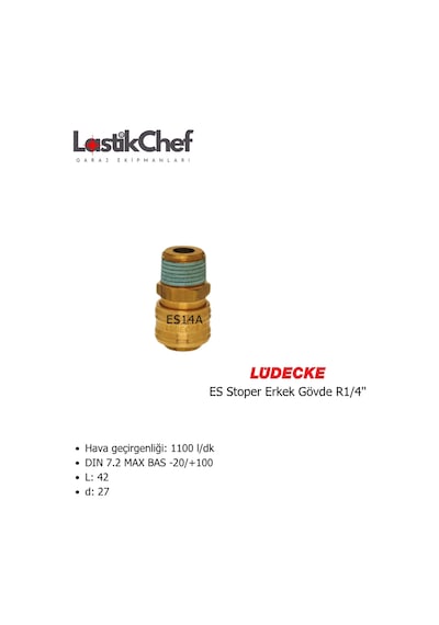 Lüdecke Es14a Es Stoper Erkek Gövde R1/4"