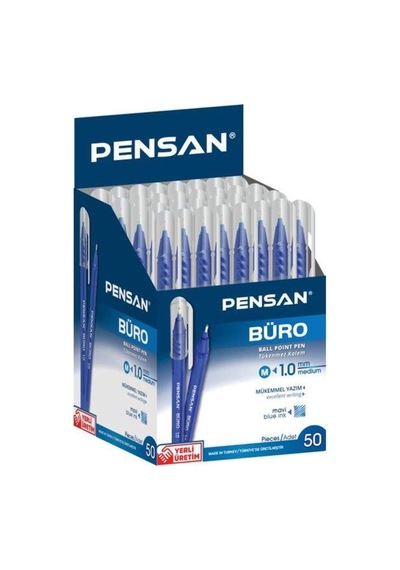 Orjinal Büro Mavi Tükenmez Kalem Ince Uçlu 50'li Pk Pensan Çok Renkli