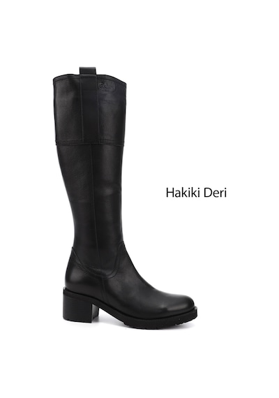 Gönderi(R) Gönderi R Kadın Siyah Fermuarlı Kalın Topuklu Hakiki Deri Çizme Dkzc61363591 Siyah