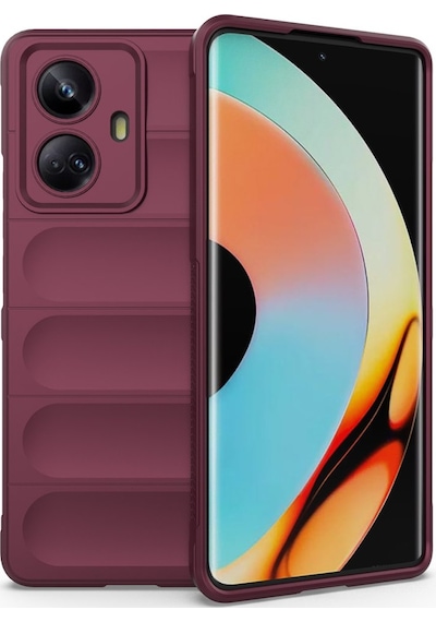 Realme 10 Pro 5g Kılıf Elde Tutma Kolaylıkla Kaydırmaz Kenar Line Dizayn Optietnik Kapak Bordo