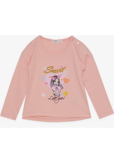 Breeze Kız Çocuk Taytlı Takım Sevimli Kız Baskılı Kalpli 2-6 Yaş, Pembe-pembe Pembe