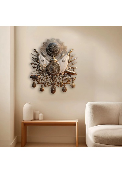 Osmanlı Devlet Arması - Metal Tablo - Dec0172 55 X 65 Cm Çok Renkli