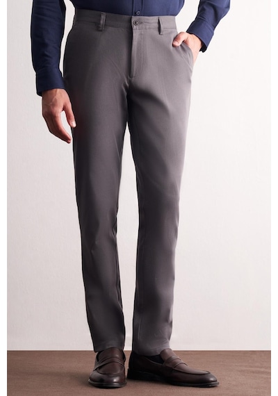 İmza Antrasit Yan Cep Düz Paça Pamuklu Comfort Fit Chino Casual Pantolon 1003255166 Antrasit
