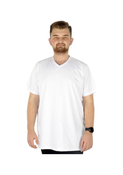Mode Xl Büyük Beden Erkek Tshirt V Yaka Basic 20032 Beyaz 001