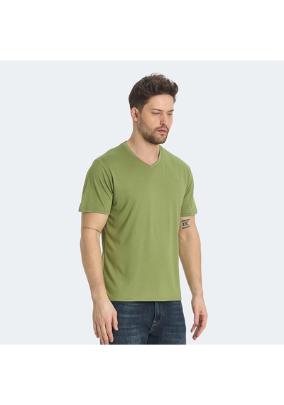 Slazenger KRAKKER Erkek V Yaka Açık Yeşil Tişört