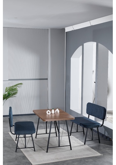 Mygusi Hayat 2 Bench Mutfak Masası Amalfi Ceviz Lacivert