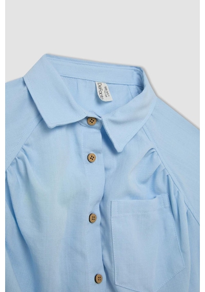 DeFacto Kız Çocuk Cropped Fit Pamuklu Kısa Kollu Gömlek C4272A824SMBE366
