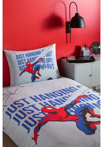 Özdilek Spiderman Blue Web Tek Kişilik Lisanslı Lastikli Çocuk Nevresim Takımı Gri