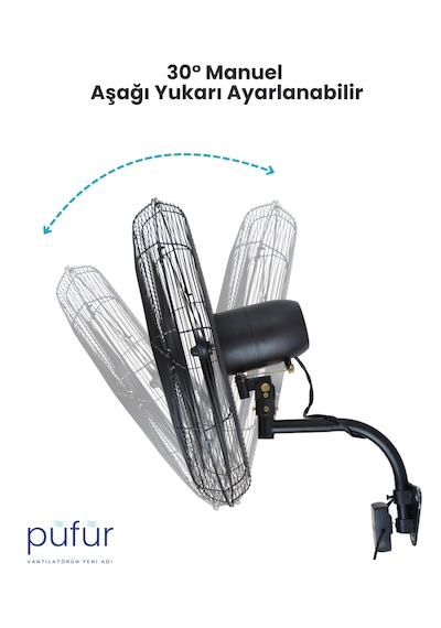 2 Adet Püfür Sanayi Duvar Tipi Vantilatör Uzaktan Kumandalı 65cm