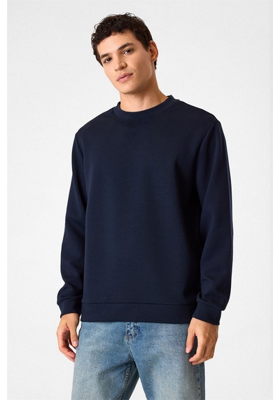 Backandbond Bisiklet Yaka Lacivert Sweatshirt