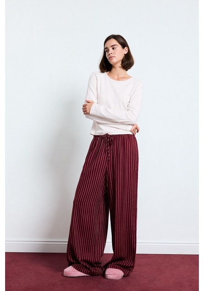 Defacto Çizgili Regular Fit Flanel Pijama Altı H5232ax26aubr285 Bordo-br285