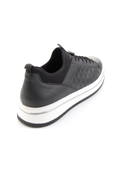 Siyah Hakiki Deri Erkek Sneaker E01958181643 Siyah