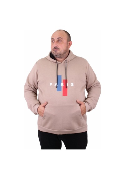 Moc Grande Mocgrande Erkek Büyük Beden Kapuşonlu Sweat Paris 23209 Toprak