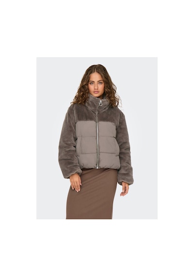 Only Onlwanja Fur Puffer Mıx Jacket Kahverengi Kadın Mont 15292945 Walnut