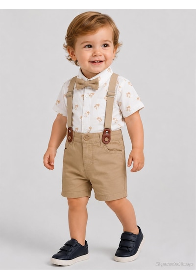 Civil Baby Papyonlu Askılı 6-18 Ay Takım - Kahverengi Camel