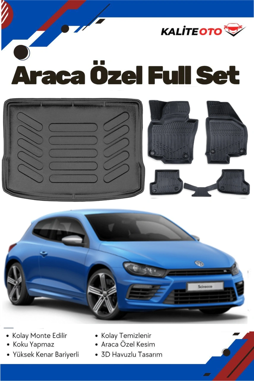 Volkswagen Scirocco 2014-2015-2016 Model Yumuşak Paspas+bagaj Havuzu Seti