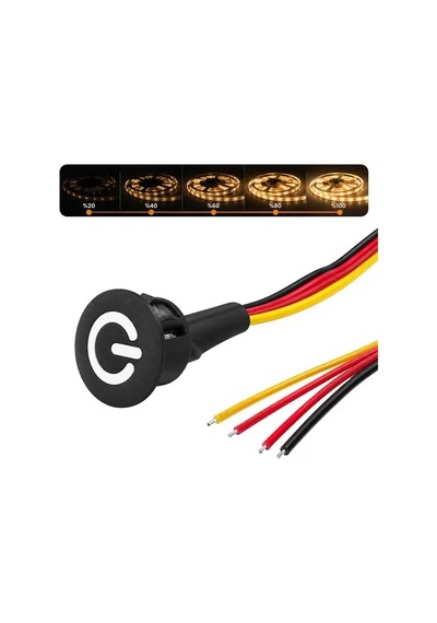 Sh Powermaster Pm-30775 5v Dc 13mm Gömme Dokunmatik Led Dimmer Kontrolcüsü Switch Buton Siyah Najmaddin
