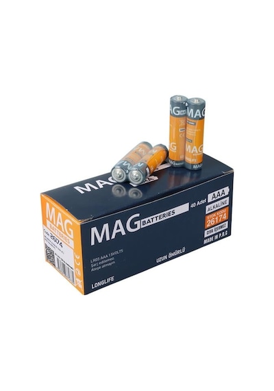 Mag Batteries Mg-26174 Alkalin Aaa 40 Lı İnce Kalem Pil Kumanda Pili Aaa, Lr03, Am-4