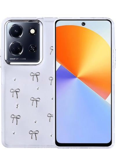 Nihcase İnfinix Note 30 5g Kılıf Kutup Simli Glitter Fiyonk Desenli Kapak