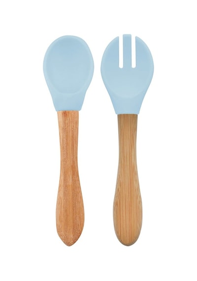 Oioi Mama Kaşığı + Çatal Mineral Blue Mavi