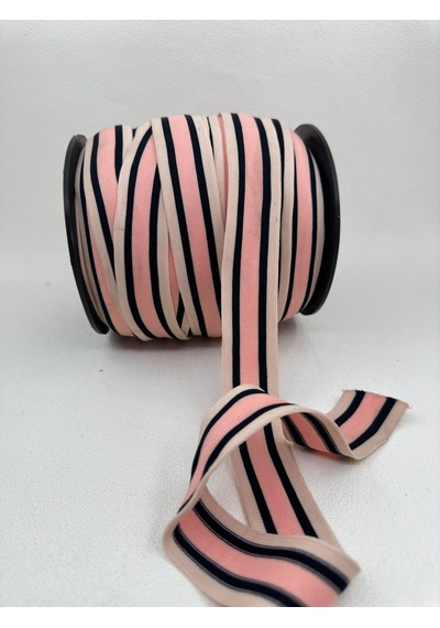 3.5 Cm Raşel Şerit Çizgili Ekru/pembe/laci