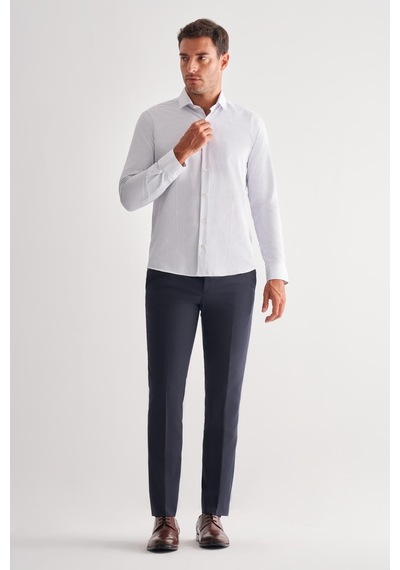 İmza Beyaz Yarım İtalyan Yaka Uzun Kol Cepsiz Slimfit Fit Classic Gömlek 1004255162 Duman Beyaz