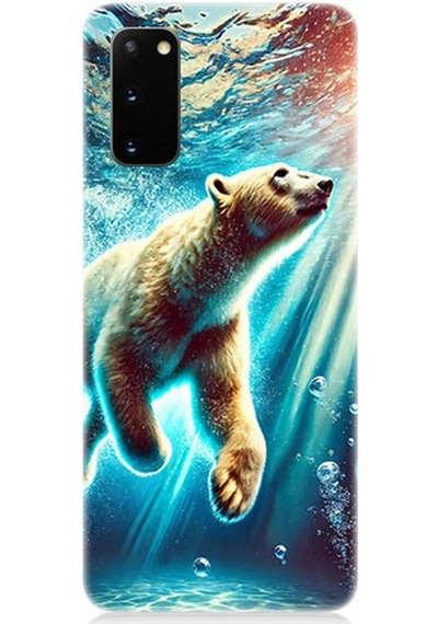 Samsung Galaxy S20 Uyumlu Suda Dans Eden Ayı Desenli Silikon Kılıf Çok Renkli