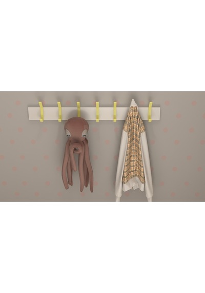 Hepsi3boyutlu Modern Duvar & Kapı Kanca Askılık - 7 Adet Sarı Kanca Askılık - Model No : 1 Sarı