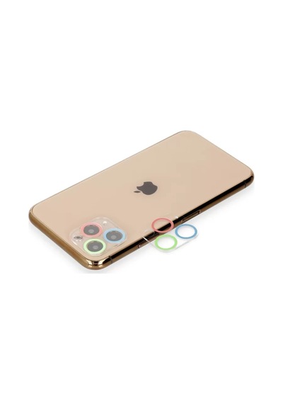 Newface Apple  Uyumlu  iPhone 11 Pro Max Renkli Kamera Lens Koruma Cam - Mavi-yeşil