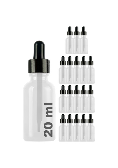 Afracam Şeffaf 20 Ml Kapaklı Dropper Damlalık Cam Şişe 18 Adet Siyah