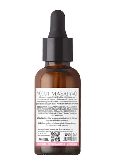 Akita Doğal Vücut ve Masaj Yağı Gül 50 ML