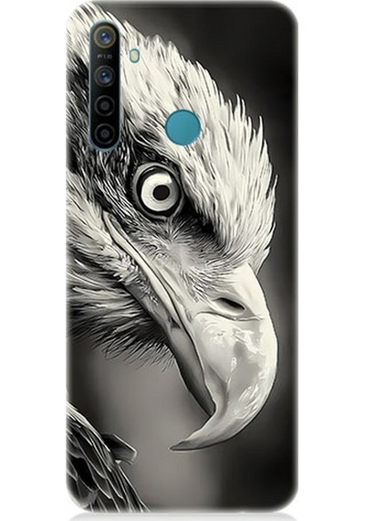 Realme 6i Uyumlu Silikon Kılıf Siyah Beyaz Kara Kartal Başı