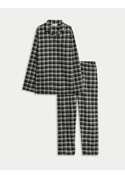 Marks & Spencer Ekose Pijama Takımı T07007631 Gri
