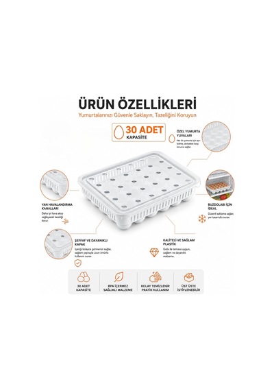30 Gözlü Kilitli Yumurta Saklama Kabı Plastik Yumurta Taşıma Kutusu Kapaklı Şeffaf Buzdolabı Düzenleyici Bpa Fr Diğer