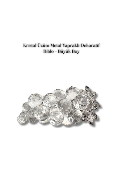 Kristal Üzüm Metal Yapraklı Dekoratif Biblo Büyük Boy