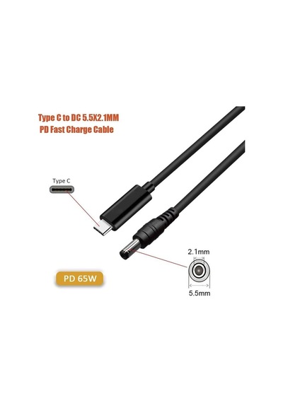 Type C To Dc 12v Pd 5.5 2.5 Mm Adaptör Çevirici Power Şarj Kablo