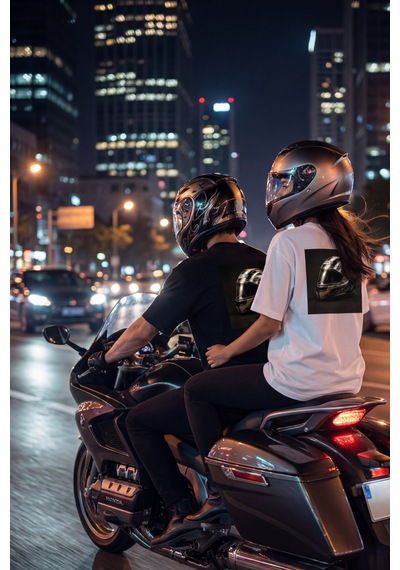 Black Nova Oversize Baskılı Unisex Tişört Bn Helmet Beyaz