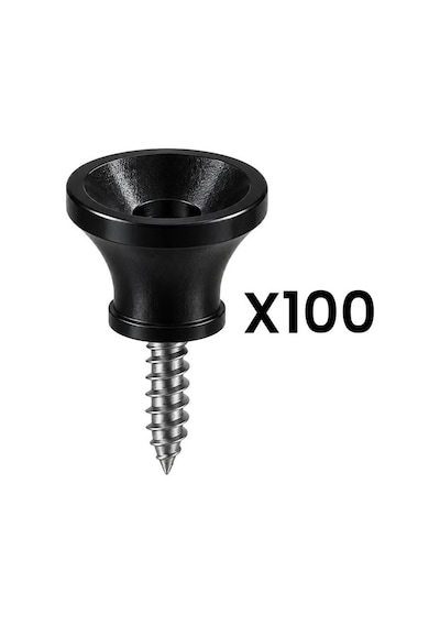 Midex Pm1-100x Siyah Plastik Gitar Askı Pimi Vidalı Omuz Askısı Bağlantı Aparatı 100'lü