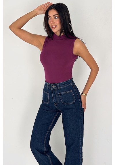 Noa & Noa 2'li Paket Kadın Kolsuz Boğazlı Basic Body Sleek Core Bordo