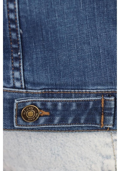 HLT Jeans Erkek Mavi Jean Denim Standart Kalıp Pamuk Cepli Düğmeli Kot Ceket 001