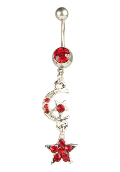 Tdgr00596 Ay Yıldız Figür Göbek Piercing K1 Çok Renkli
