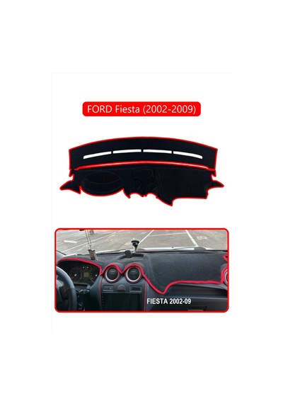 Ford Fiesta 2002-2009 Torpido Koruma Halısı Kırmızı Kenar